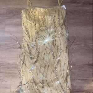 Gold dress withh tassles
perfect conditionion, new with tags, wrong size